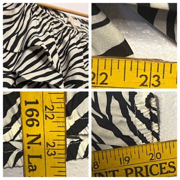 Michael Michael Kors Women Size L Zebra Print Ruffle Blouse Y2K Preppy Designer - Picture 12 of 16